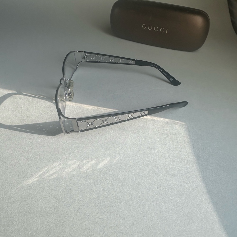 Gucci Black Rectangular Glasses With Signature Pa… - image 2